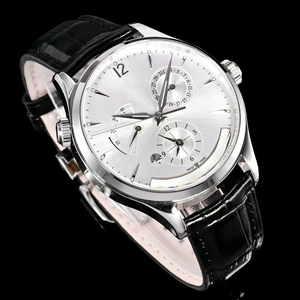 Édition personnalisée, montre unisexe de luxe à double fuseau horaire, réserve de marche jour/nuit, cristal saphir lumineux, boîtier argenté, cadran blanc - Product Image 2