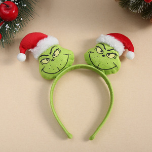 Serre-tête <span class=keywords><strong>de</strong></span> Noël Grinch en peluche, ornements visage Grinch, mini-casquettes <span class=keywords><strong>de</strong></span> Père Noël en tissu doux, accessoire <span class=keywords><strong>de</strong></span> cheveux pour fête <span class=keywords><strong>de</strong></span> fin d'année - Grande Vente - Product Image 5