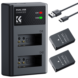 KF28.0029 K&F Concept <span class=keywords><strong>Batteria</strong></span> per Fotocamera di Alta Qualità 1100mAh per Canon LP-E12, Caricabatterie con Doppio Slot e Display LCD - Product Image 1