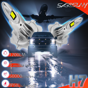 2x Ampoules de phare de voiture <span class=keywords><strong>LED</strong></span> H7 H4 H1 H11 9005 9006 HB3 HB4 2400LM Mini Lampe sans fil +800% Plus Lumineuses Projecteurs Auto 12V - Product Image 1