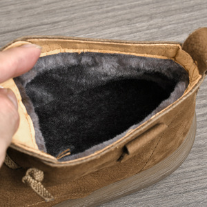 Men's Genuine Cow Leather Slip-On Winter Boots Plush Lining Round Toe Walking <b>Shoes</b> <b>Soft</b> Comfortable Daily Wear - Product Image 1
