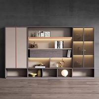 Classeurs en MDF, armoires de fond de bureau de patron modernes et minimalistes, armoires hautes de rangement et bibliothèques avec tiroirs