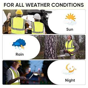 Vêtements de sécurité réfléchissants haute visibilité, gilet en tissu maillé avec bandes réfléchissantes de 5 cm, gilet de sécurité multi-poches - Product Image 3