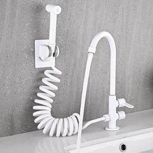 Grifo de cocina de latón con rociador extraíble, grifo de fregadero de arco alto de agua fría para limpieza de fregonas y lavandería - Product Image 3