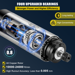 Moteur de broche CNC refroidi par eau 0,8 kW ER11 65 mm, vente en gros, broche industrielle très demandée pour gravure et fraisage CNC, directement de l'usine - Product Image 3