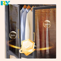 Armoire pas chère, armoire à 2 portes, petite armoire avec tiroirs, armoire en matériaux combinés