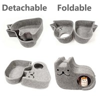 Tunnel pliable écologique en feutre pour chat, tissu non tissé aiguilleté, abri de jeu intérieur pour animaux, lit durable pour chat