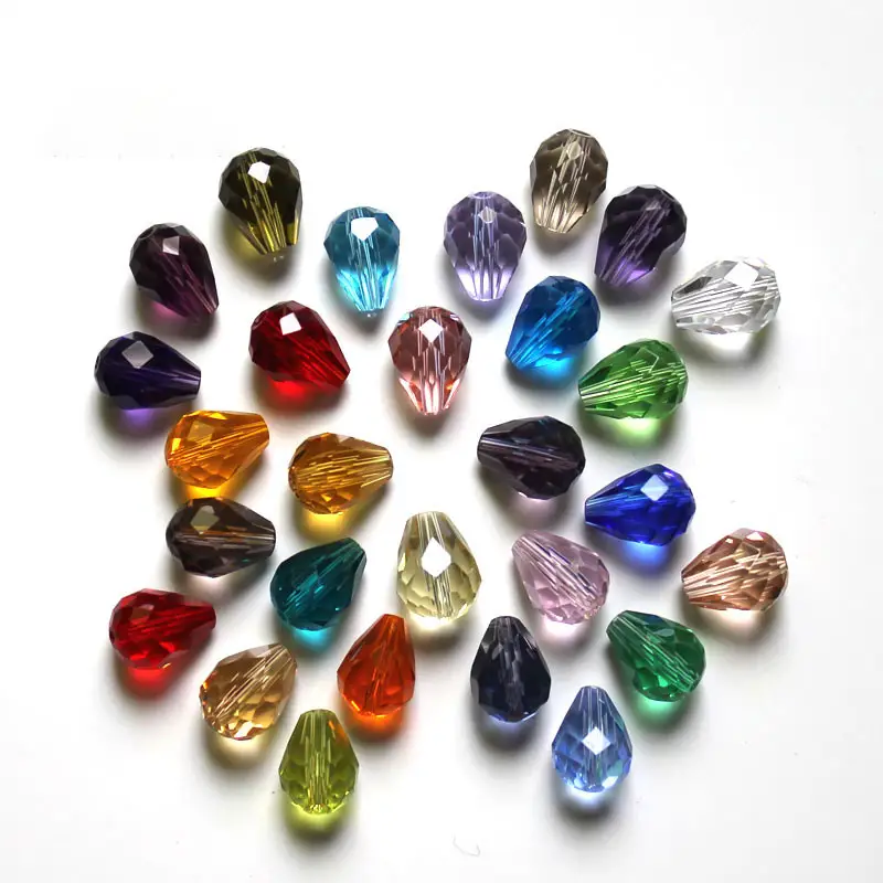 Yeni en çok satan modeller kristal boncuklar yüksek kalite gevşek damlacık şekli cam boncuk takı yapımı için