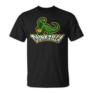 Dunkzilla Basketball Dinosaur T Rex T-shirt unisexe pour adulte noir - Product Image 1