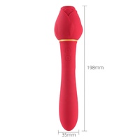 Echte Rose mit Griff Rosen-Vibrator für Frauen, 5 Starke Saugmodi & 10 Vibrationsmodi Klitoris-Stimulator Dildo Sexspielzeug Rose