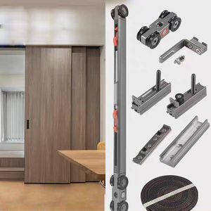 Aleación <span class=keywords><strong>de</strong></span> aluminio Tres sistema <span class=keywords><strong>de</strong></span> plegado múltiple Puerta <span class=keywords><strong>de</strong></span> madera Telescópica Hardware <span class=keywords><strong>Amortiguador</strong></span> Sincronizar Puerta corredera Rodillo <span class=keywords><strong>de</strong></span> enlace - Product Image 1