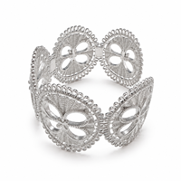 Bracelet de luxe plaqué rhodium 30g en alliage de métal précieux, pureté 100%, rond, creux, texturé brossé