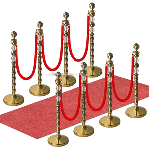Montanti per il controllo della folla in oro cordata di velluto rosso montanti retrattili barriera in acciaio inossidabile Set di montanti lucidanti - Product Image 6