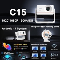 Proyector Inteligente Mini Portátil con Enfoque Automático, Sistema Android 14, 2+16G, Decodificación 8K 24FPS, Video FHD 1080P, Altavoces Duales