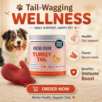 Supplément Alimentaire pour Chiens à Base de Champignons Queue de Dinde et Bêta-glucanes, Saveur Bacon, 1.97oz, 100 Portions, Probiotiques, Santé Intestinale, Renforcement Immunitaire, Soin Quotidien