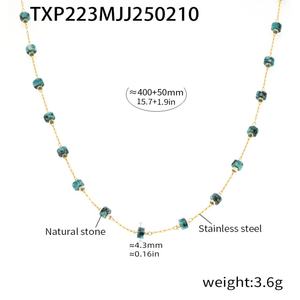 สร้อยคอทองคำแท้ 18K ดีไซน์ทันสมัย ป้องกันการหมอง พร้อมชุดสร้อยคอประดับด้วยหินธรรมชาติ สำหรับผู้หญิงและเด็กผู้หญิง - Product Image 3