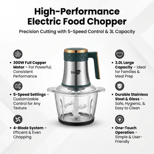 Picadora de Verduras Eléctrica Multifuncional de Vidrio de 3.0 Litros con Funcionamiento Silencioso y Fácil de Limpiar para Preparar Pasta de Carne en la Cocina - Product Image 6