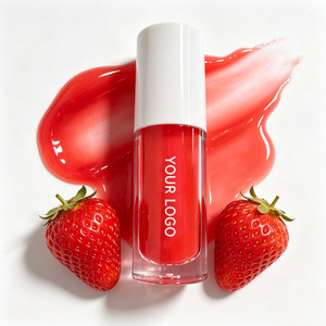 Brillo Labial de Fresa, Hidratante, con Brillo Jugoso, Tinte Labial Vegano con Sabor a Fruta, Aceite Labial con Logotipo Personalizado - Product Image 1