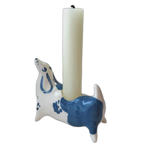 Candelero pequeño de cerámica hecho a mano para perro salchicha - Product Image 3