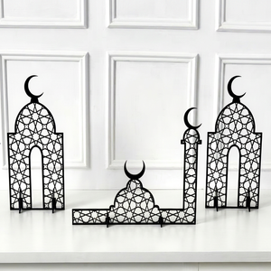 Ensemble de décoration de table Ramadan en métal avec motif lune, étoile et mosquée, décoration intérieure élégante pour adultes à bas prix de chez White Royals - Product Image 1