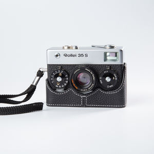 Retro gerçek deri kamera çantası <span class=keywords><strong>Rollei</strong></span> 35 S fotoğraf çantası koruyucu kılıf için el yapımı hakiki kamera yarım vaka özelleştirmek - Product Image 4