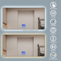 Miroir de salle de bain LED à cadre en aluminium doré brossé, tactile et à intensité variable, 3 CCT, avec fonction anti-buée en option pour la maison