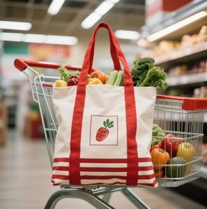 Bolso de mano de mujer de viajero de lona con impresión de logotipo personalizado de moda de fábrica, bolso de lona de envío para supermercado - Product Image 1