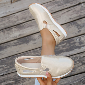 <span class=keywords><strong>Baskets</strong></span> décontractées tendance pour femme à talon compensé et bout rond, style européen/américain, grandes tailles, à enfiler - Product Image 4