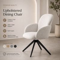 Chaise de salle à manger pivotante Premium Boucle, dossier haut arrondi, accoudoirs courbes, rotation à 360° °   Base rotative de qualité commerciale pour hôtels et restaurants