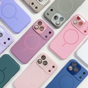 Cover per Telefono in Silicone Liquido di Alta Qualità, Sensazione Pelle, Colore Puro, Sottile, con Cornice Magnetica in <span class=keywords><strong>Vetro</strong></span> per <span class=keywords><strong>iPhone</strong></span> 17 16 Pro Max 17Air - Product Image 1