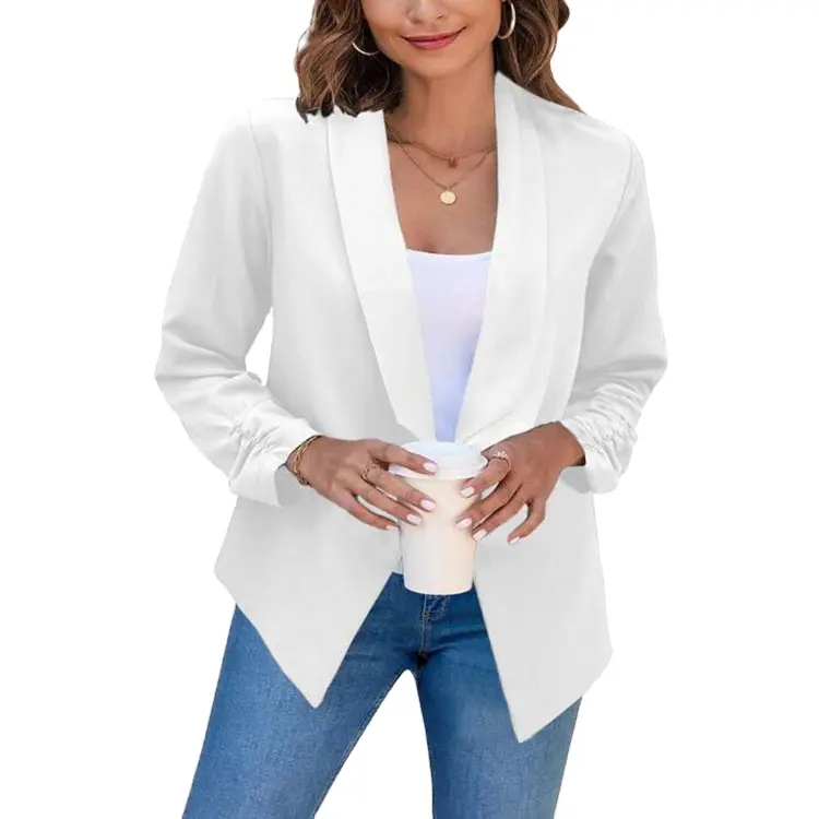 Women Cardigan Blazers Formal Clothes,Winter Custom Casual Solid White Office Work Blazer Jacket for Women Slim Fit Blazer