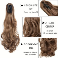 Extension de cheveux synthétique Fujia à pince, queue de cheval de 20 pouces, longue, ondulée, bouclée et à ondulations naturelles, COULEUR MIXTE