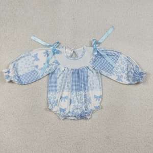 SR3508 RTS ชุดรอมเปอร์เด็กทารกสีน้ำตาลลายสก๊อต ปักลาย "Daddy's Buddy" สำหรับเด็กผู้หญิง ขายส่ง ชุดจั๊มสูทแขนกุดสำหรับเด็ก - Product Image 2