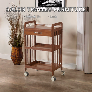 Carrito de Salón de Belleza de Madera de 3 Niveles, Carrito Móvil para Equipo de Spa con Cajón, Organizador de Almacenamiento para Estilistas - Product Image 2