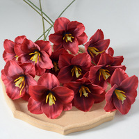Tiges de tulipes artificielles de style français, 3 têtes, en soie, tulipes ouvertes, pétales évasés, bouquet de fleurs artificielles pour mariage, décoration de table à la maison