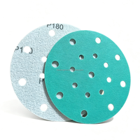 Feuilles abrasives en film polyester vert de 150 mm (6 po) à 17 trous pour le conditionnement professionnel des surfaces