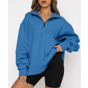 Pullover mezza <span class=keywords><strong>Zip</strong></span> Teen Girls Y2K vestiti cotone poliestere manica lunga sport felpa oversize personalizzata - Product Image 3