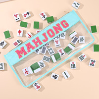 Sac de Mahjong transfrontalier moderne américain brodé avec lettres, grande capacité, multicolore, imperméable, sac à main portable pour jeu de société