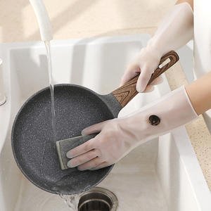 ถุงมือทำความสะอาดในครัวเรือน 32 ซม. ถุงมือยางกันน้ำแบบหนาสำหรับล้างจานในครัวพร้อมลายพิมพ์ - Product Image 2