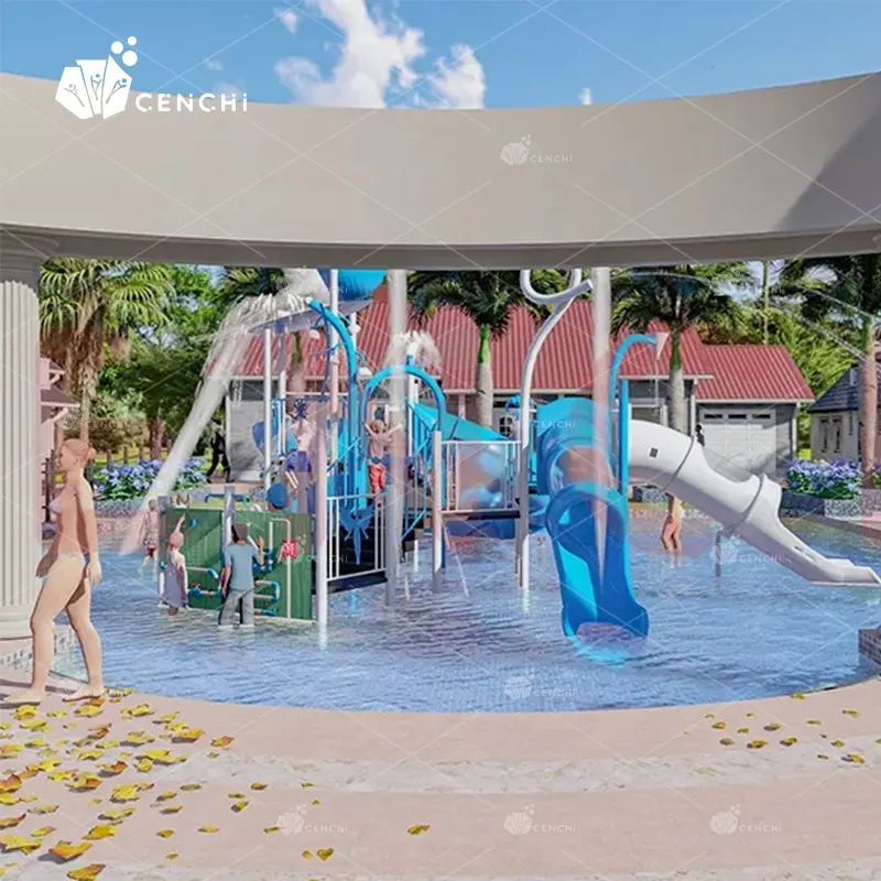 Cenchi 2024 Spielplatz Spritzschutzpark Wasserspielplatz mit Rohrschiebe-Design kommerzielles Hotel Ferienwohnung Wasserspielplatz mit Schwimmbad