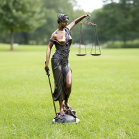 Statue d'art métallique sur mesure, taille réelle, bronze doré, statue de la Déesse de la Justice
