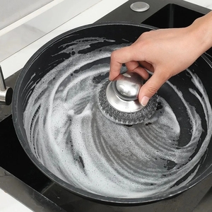 Scrubber in lana d'acciaio con fili di ricambio Set Scrubber in acciaio inossidabile con manico per la pulizia di pasticci ostinati - Product Image 4