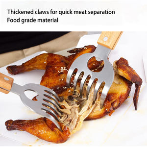 Daphyla נירוסטה בשר <span class=keywords><strong>bbq</strong></span> סט טפרים סט של 2 עץ ארוך ידית ממשך כפות חזיר יד כלי סוג מקל - Product Image 6