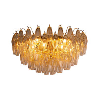 Plafonnier en verre ambré médiéval français, lampe vintage électroplaquée soufflée à la main pour la décoration de salon, chambre, villa, hôtel