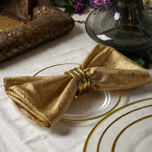 بيع بالجملة طبق زفاف مستدير حديث بحافة ذهبية واضحة لتصميم أطباق حفلات العشاء - Product Image 4