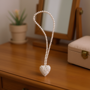 Angelina Heart Shaped Pearl <b>Bead</b> Chain 70cm For Eyeglasses Parts - Product Image 2