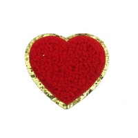 Vente en gros de patchs coeur brodés chenille 5cm fer sur paillettes pour vêtements sac accessoires de bricolage