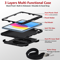 360 Derece Dönebilen Darbeye Dayanıklı Ağır Hizmet Tipi Sağlam Tablet Kılıfı iPad 11. Nesil 2025 A16 Kılıfı iPad 10. Nesil 10.9 inç Darbeye Karşı Koruyucu
