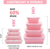 Boîte à lunch pliable réutilisable multi-tailles personnalisée, pour le camping, les voyages, la cuisine, en silicone, pliable, carrée, pour le stockage des aliments