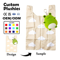 Sac fourre-tout pliable en peluche écologique réutilisable avec logo personnalisé, design animal OEM, fabricant de porte-clés en peluche, cadeau promotionnel